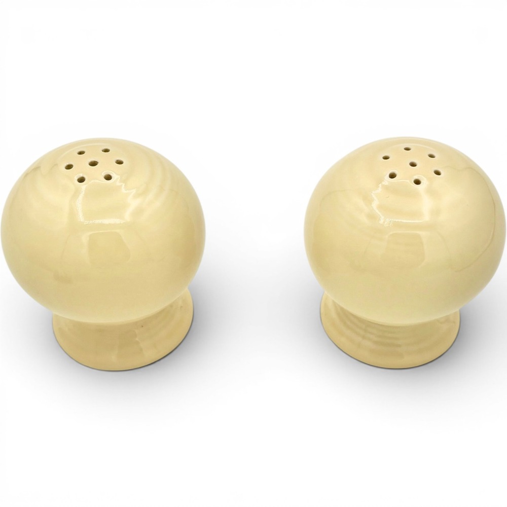 Vintage 80s Fiestaware Yellow Salt Pepper Shakers Homer Laughlin Fiesta Art Deco